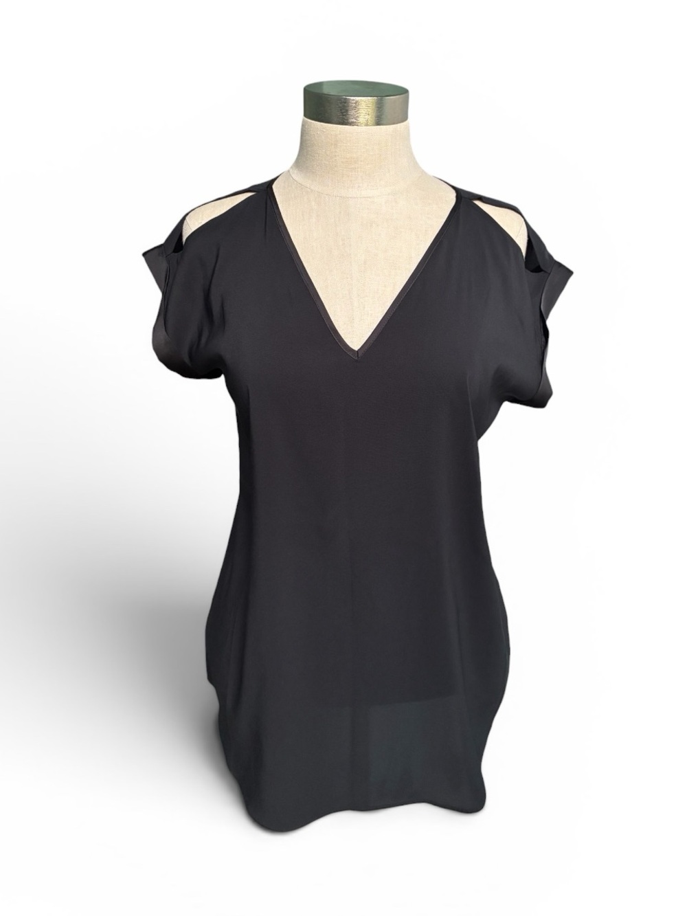 Express Black Cold-Shoulder V-Neck Blouse